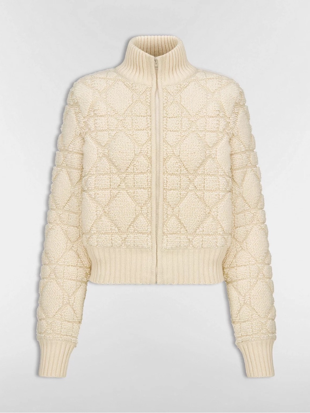 Dior Macrocannage Zipped Wool Cardigan